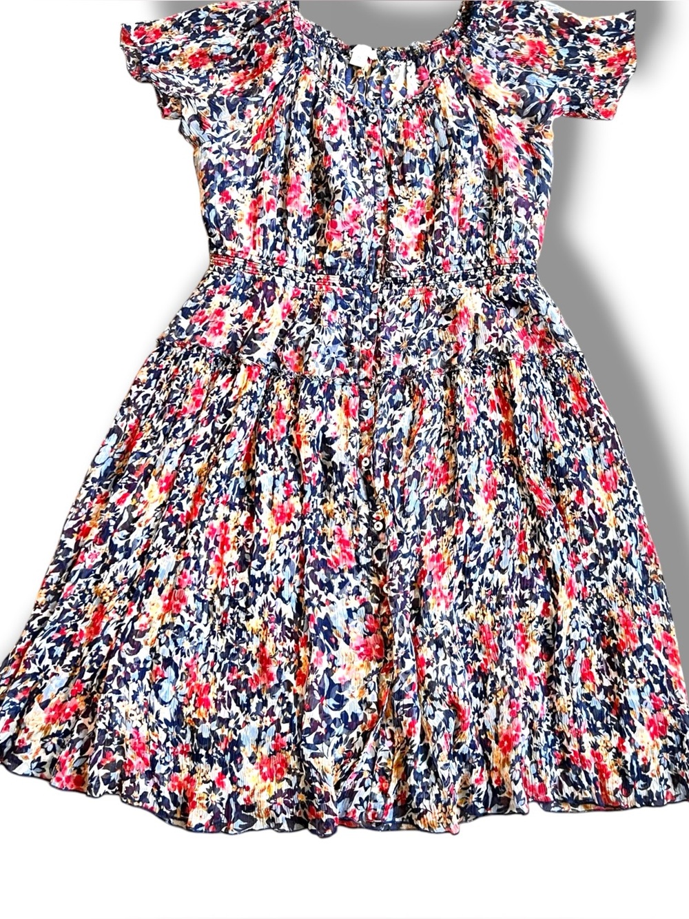 Sundance Flutter Sleeve Mid Length Floral Summer Sundress Dress SZ PL Boho D-2